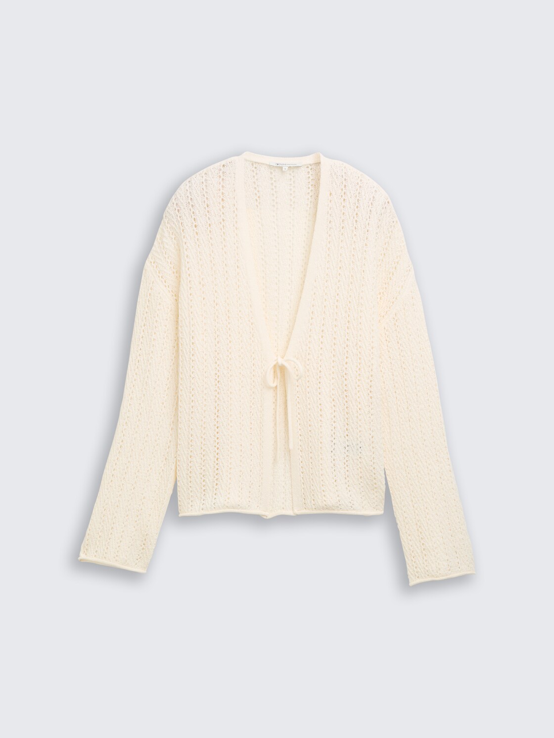 Relaxed Fit Cardigan mit Lochmuster - Gardenia White