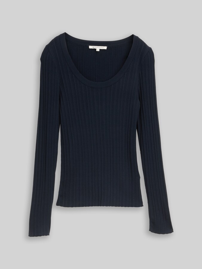 Tight Fit Strickpullover mit Rippstruktur von Denim Female, sky captain blue