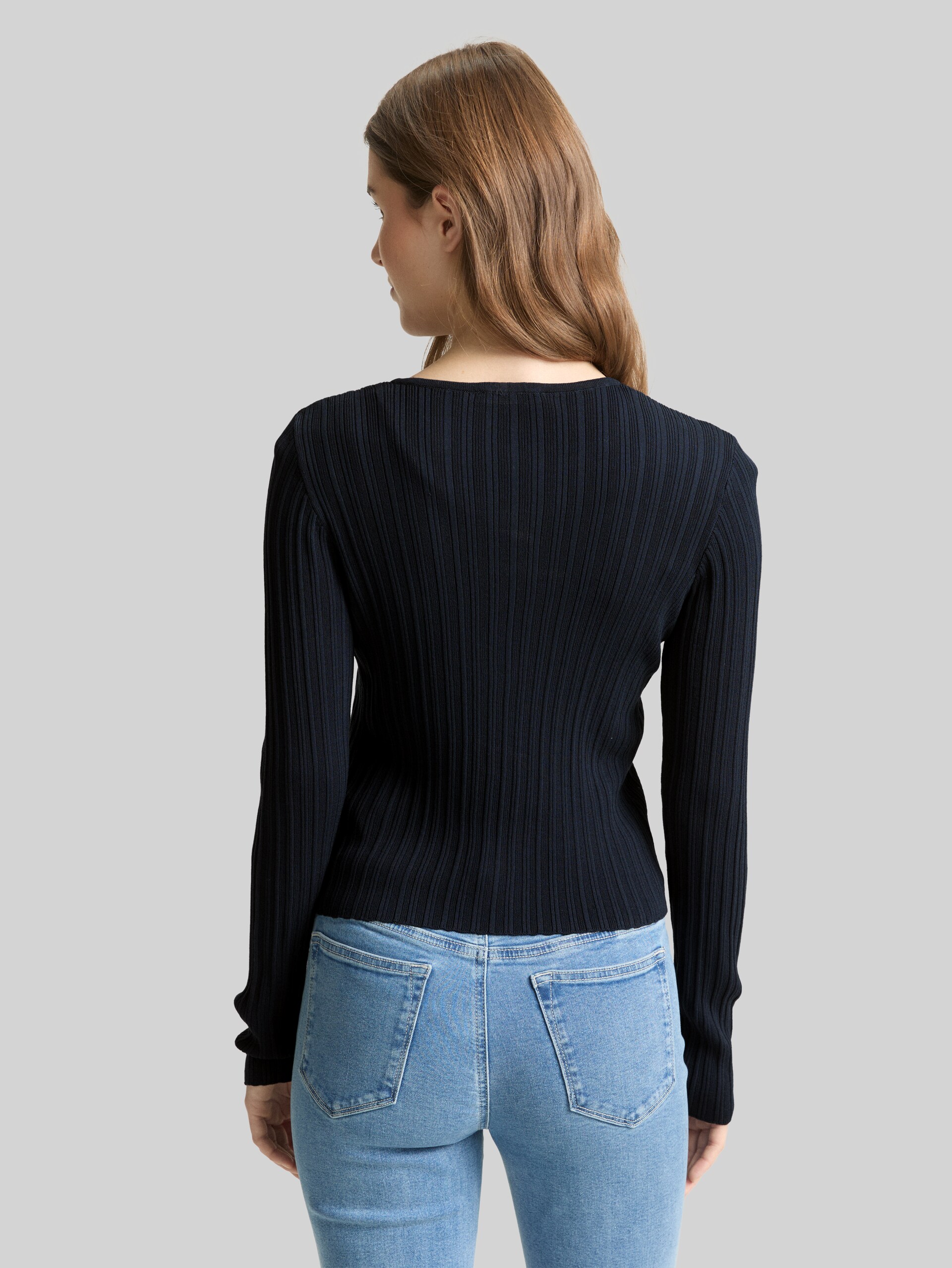 Cardigan with ribbed structure - sky captain blue