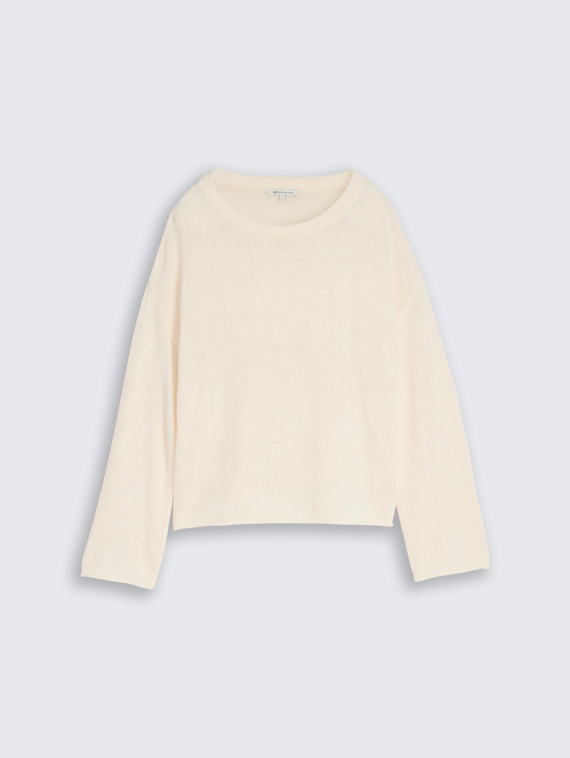 Relaxed Fit Strickpullover mit U-Boot-Ausschnitt - Gardenia White