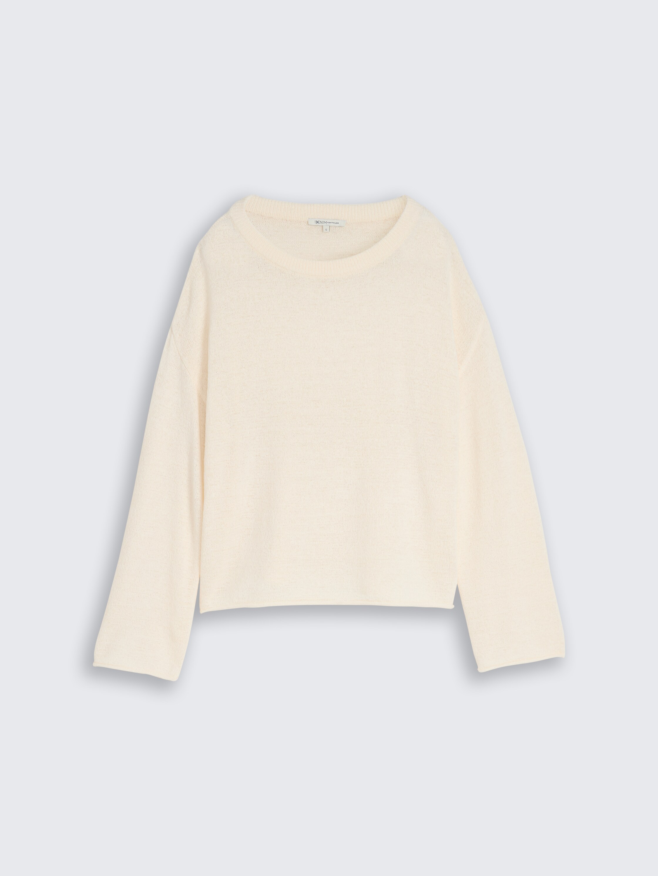 Relaxed fit gebreide trui met boothals - Gardenia White