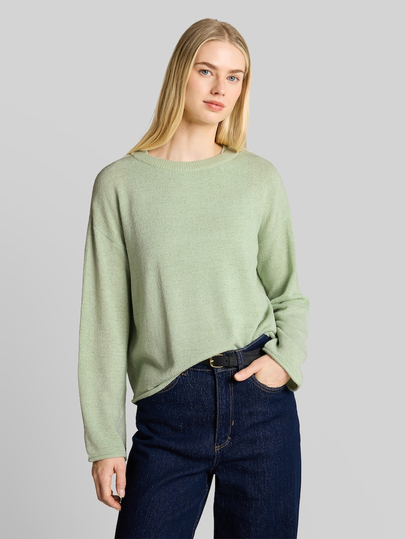 Relaxed Fit Strickpullover mit U-Boot-Ausschnitt von Denim Female, light matcha green