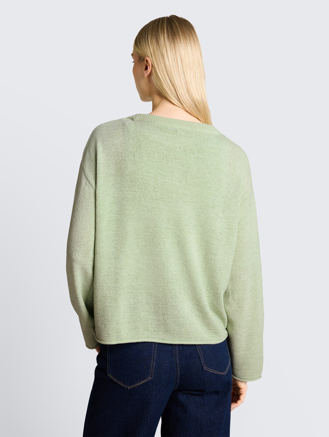 Relaxed Fit Strickpullover mit U-Boot-Ausschnitt - light matcha green