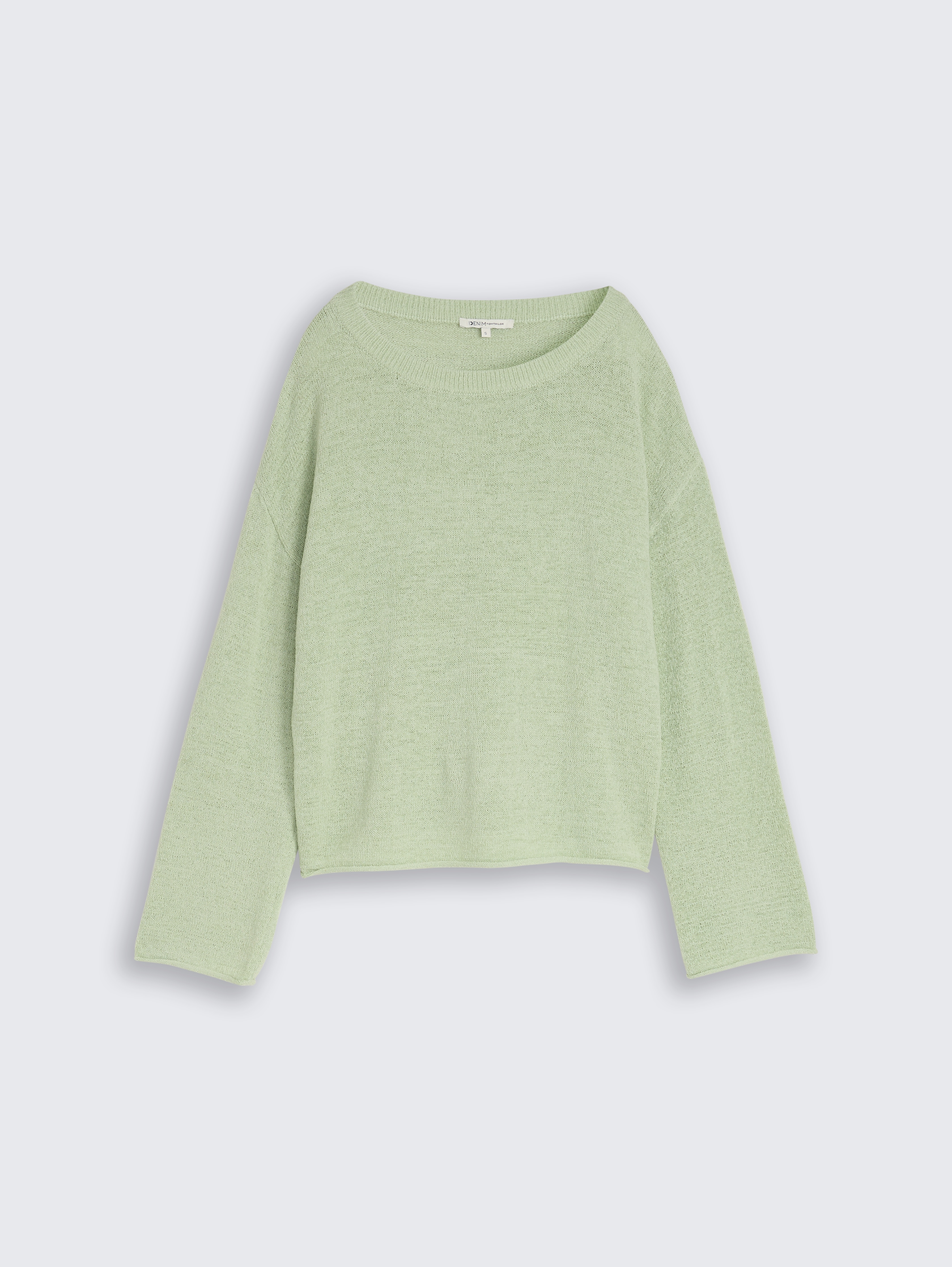 Relaxed Fit Strickpullover mit U-Boot-Ausschnitt von Denim Female, light matcha green