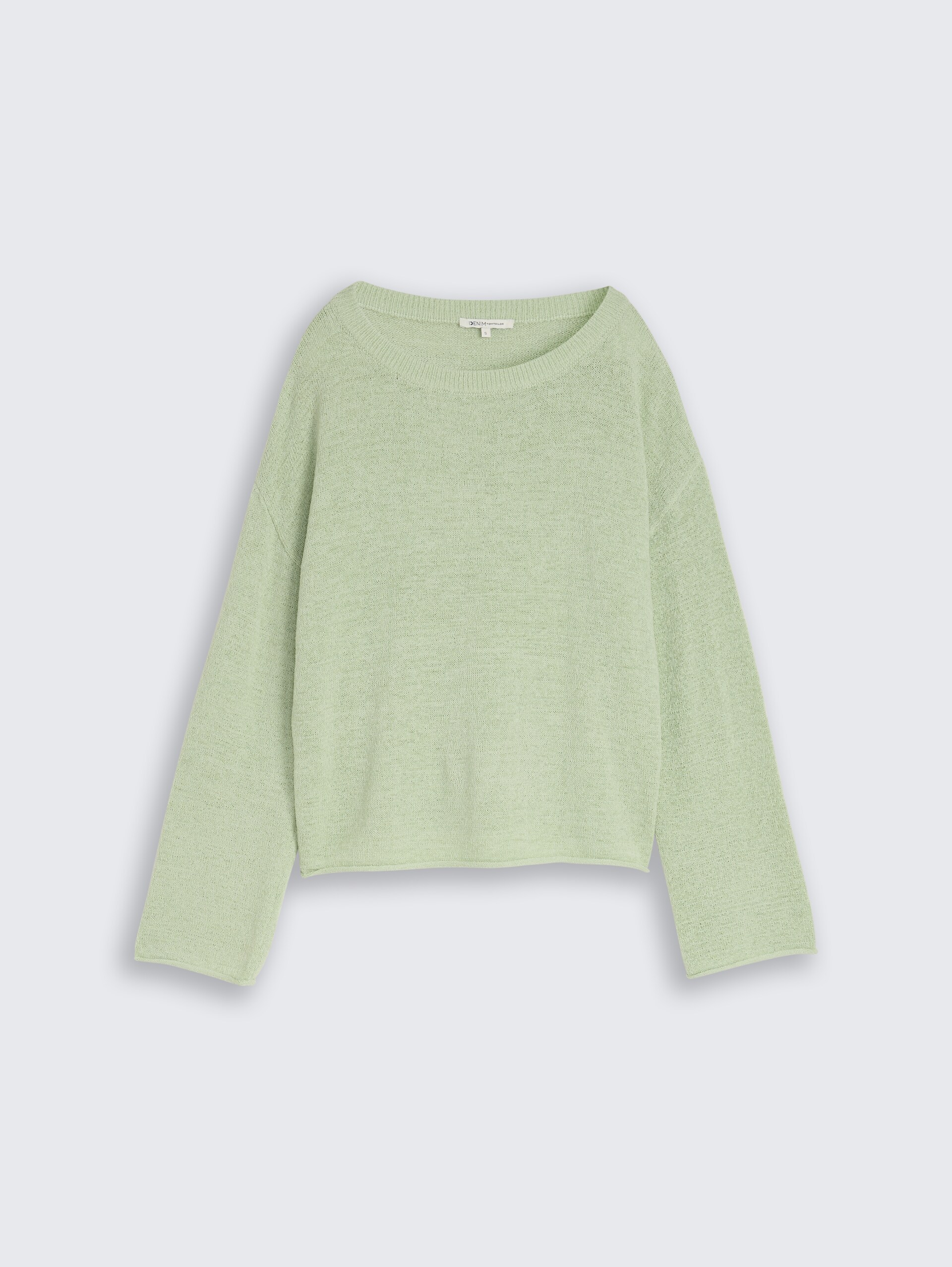 Relaxed Fit Strickpullover mit U-Boot-Ausschnitt - light matcha green