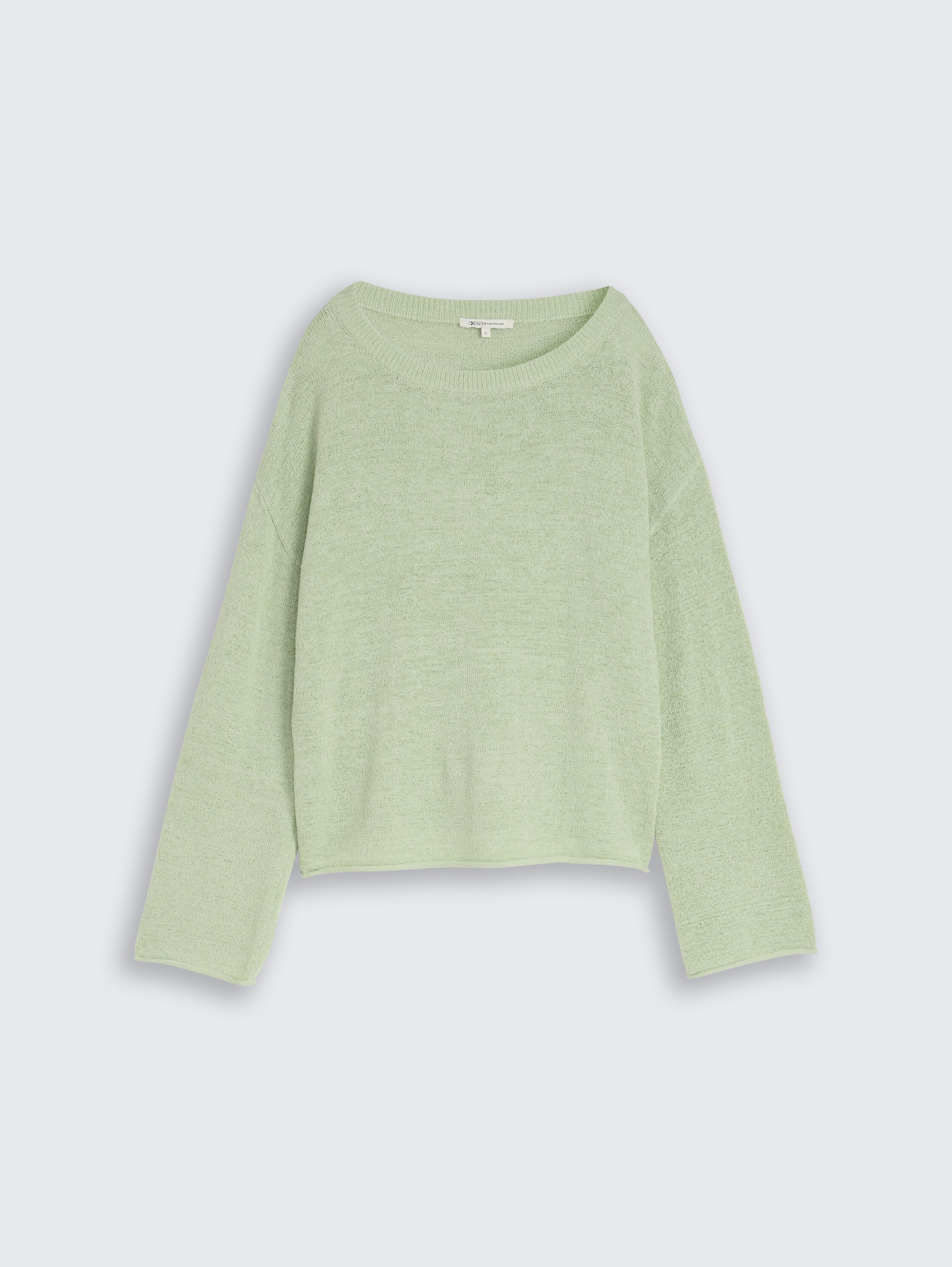 Pull en maille ample à encolure bateau - light matcha green