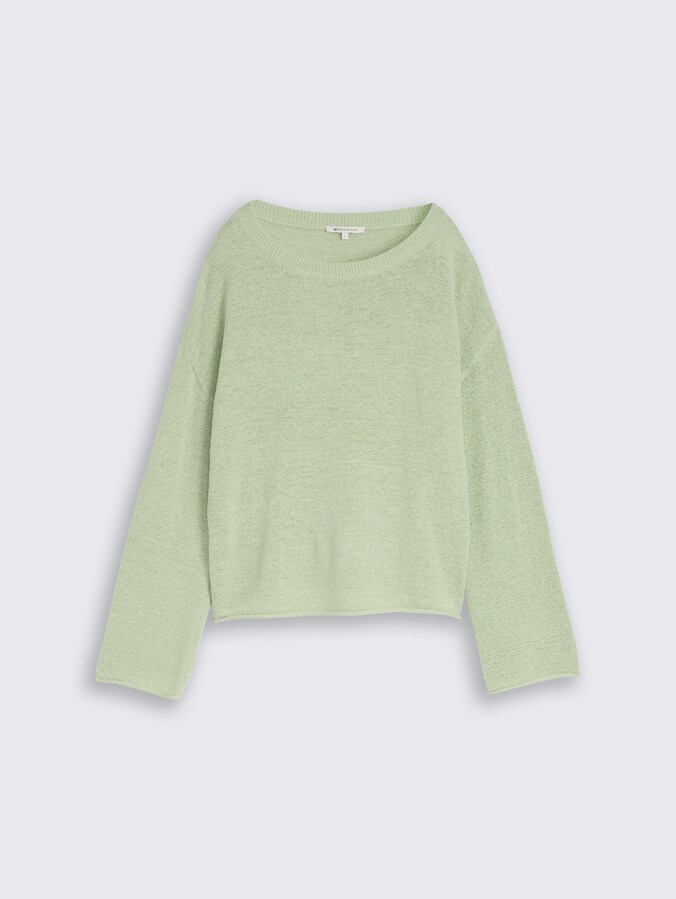 Pull en maille ample à encolure bateau par Denim Female, light matcha green