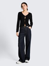 Cardigan à col en V - deep black - Vue de face du modèle