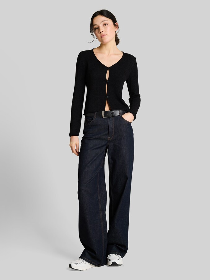 Cardigan mit V-Ausschnitt von Denim Female, deep black