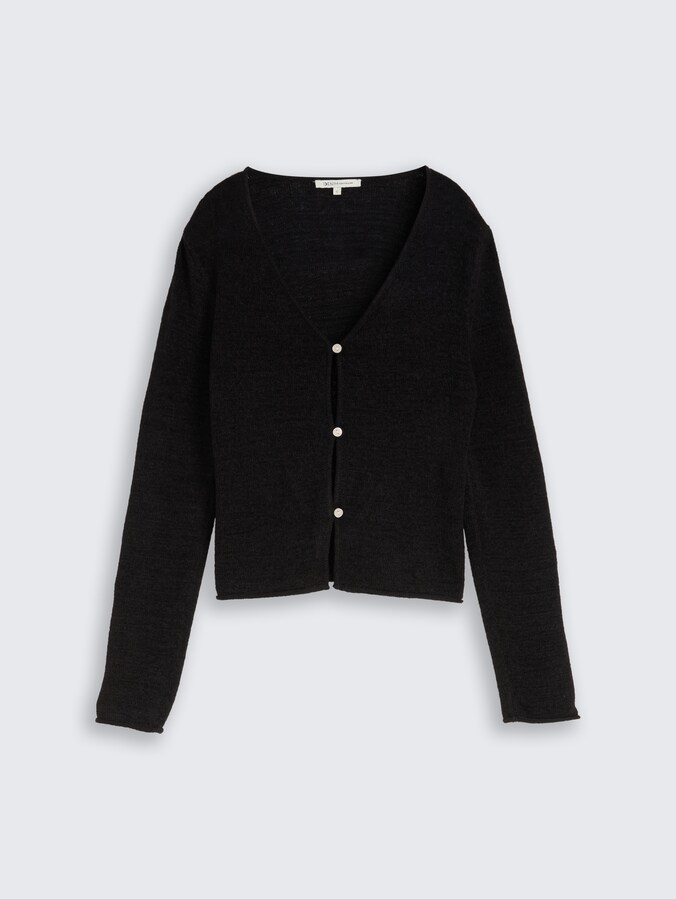 Cardigan mit V-Ausschnitt von Denim Female, deep black