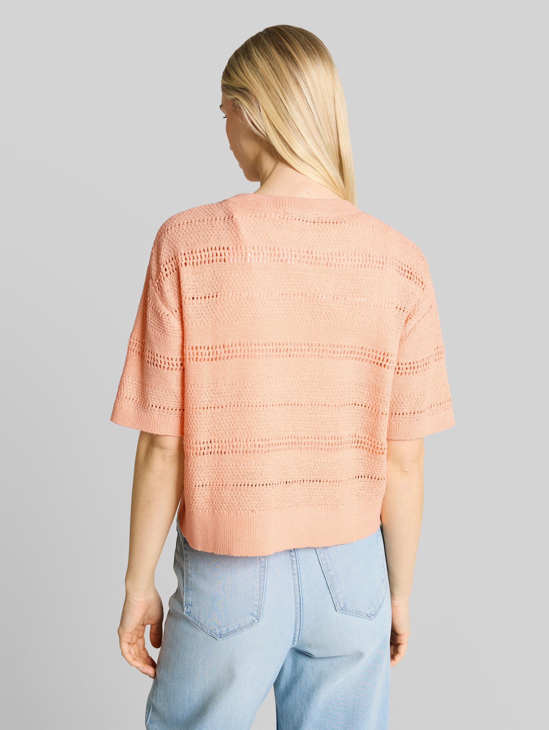 Pull en maille ample à motif ajouré - Orange Parfait