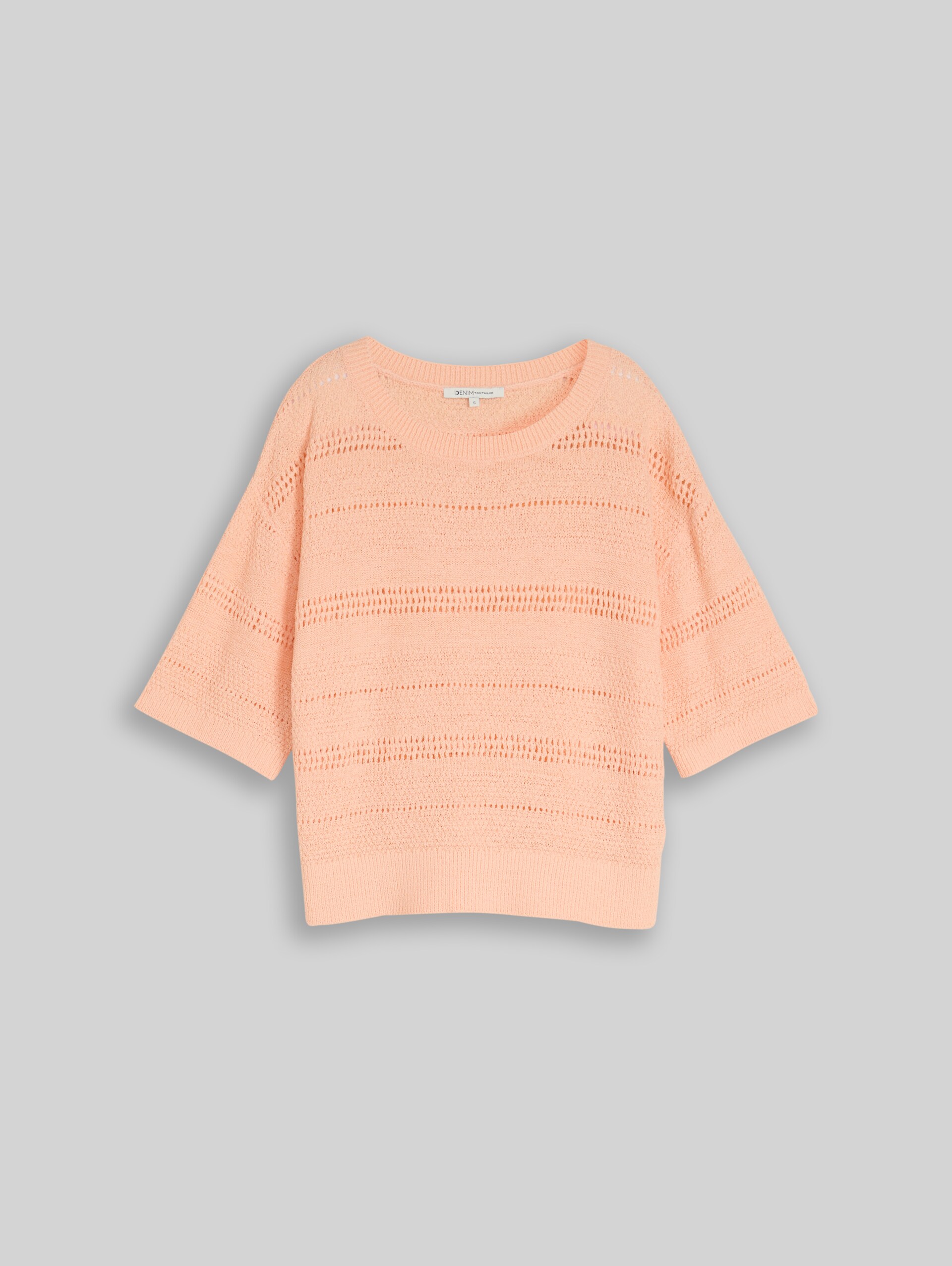 Pull en maille ample à motif ajouré - Orange Parfait