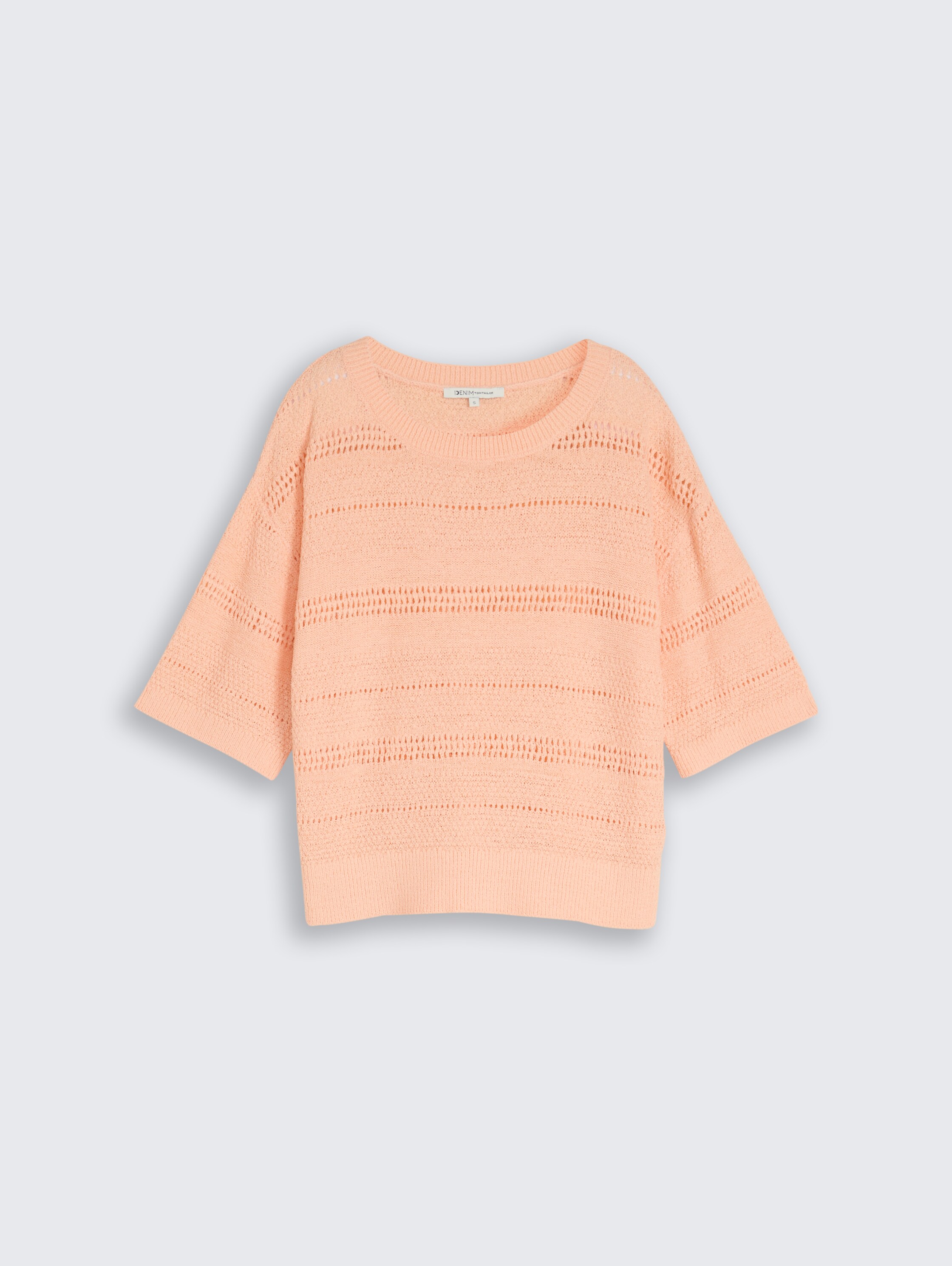 Relaxed fit knitted jumper with eyelet pattern - orange_parfait - 