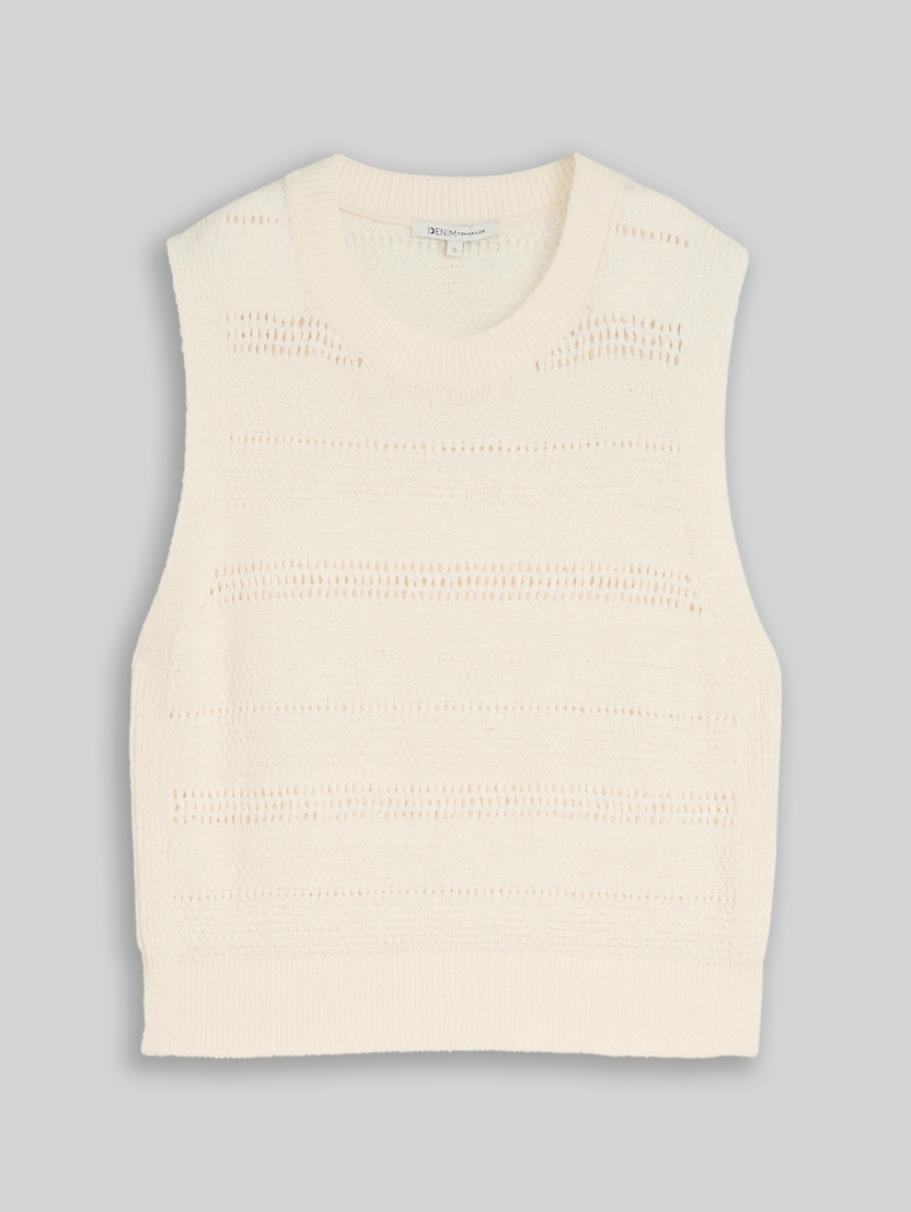 Jumper with perforated pattern by Denim Female, Gardenia White