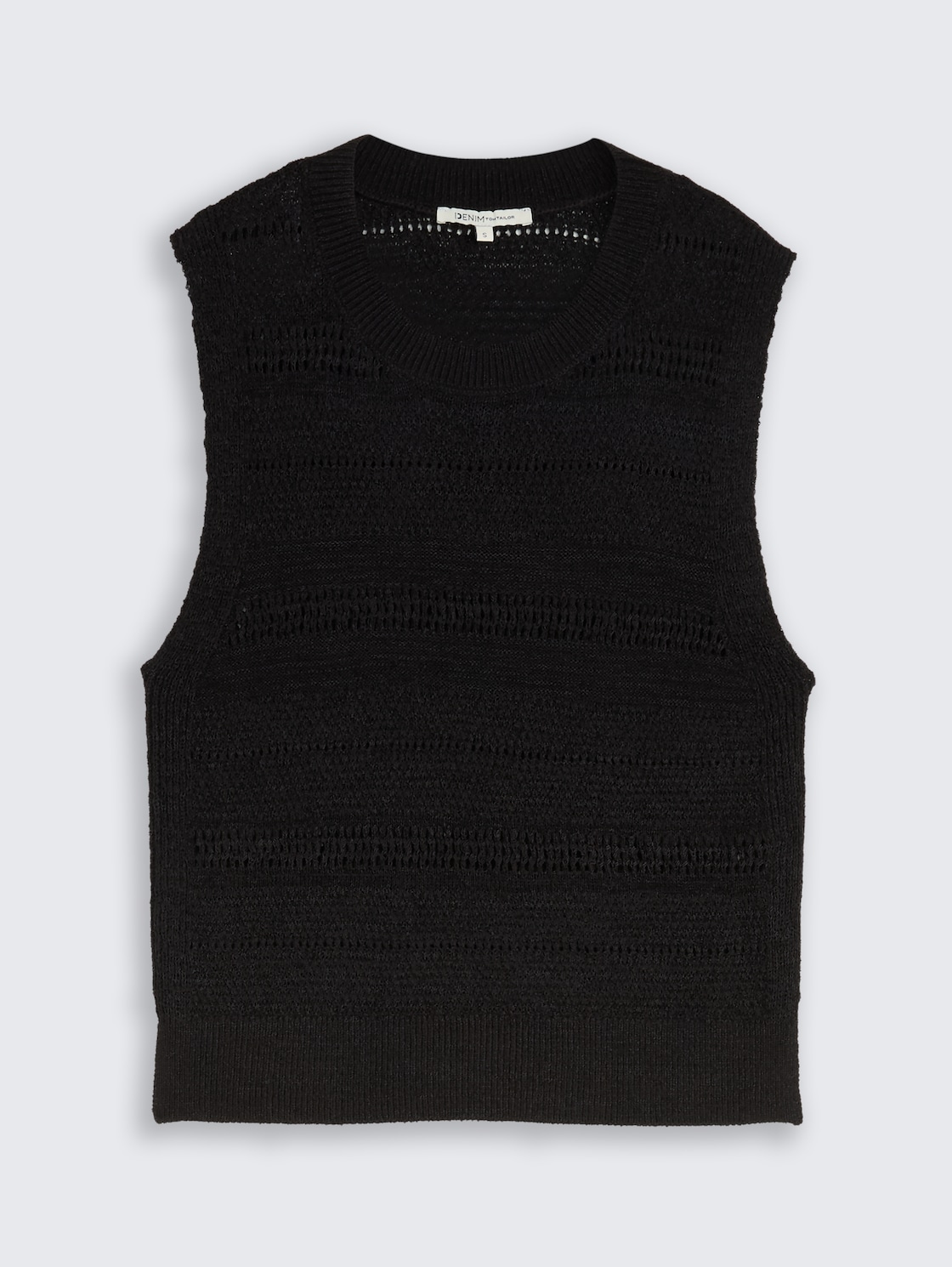 Sleeveless jumper with eyelet pattern - deep black
