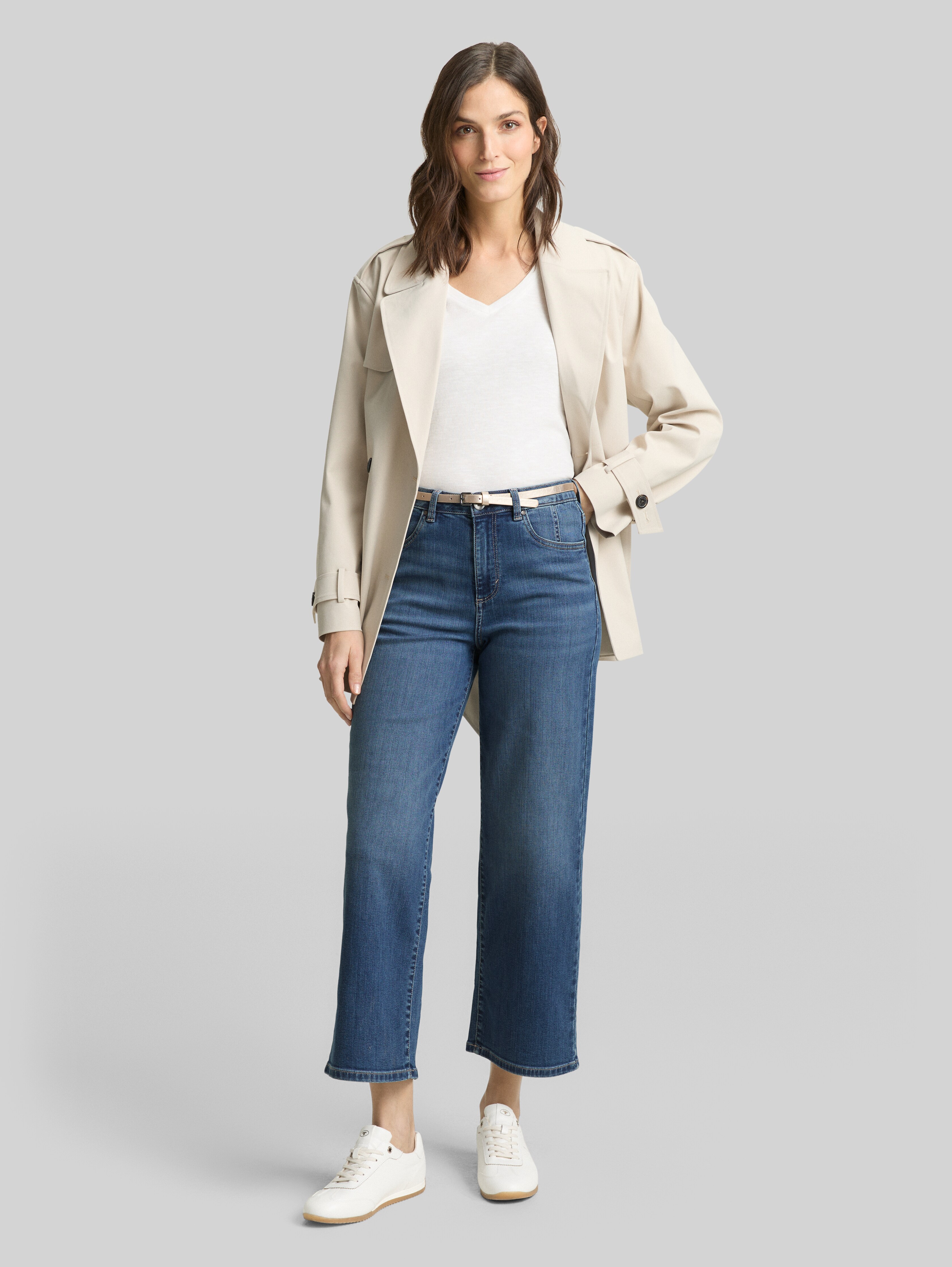 TTNELMA CULOTTE Stretch jeans with belt in blue by Tom Tailor