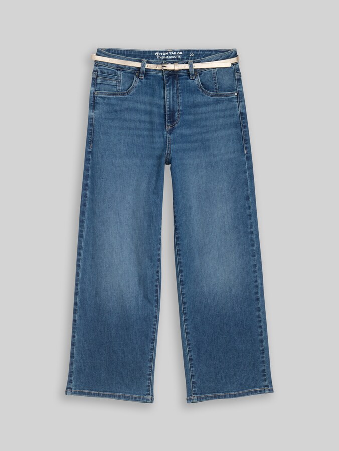 TTNELMA CULOTTE Stretch Jeans mit Gürtel von Women, Clean Mid Stone Blue Denim