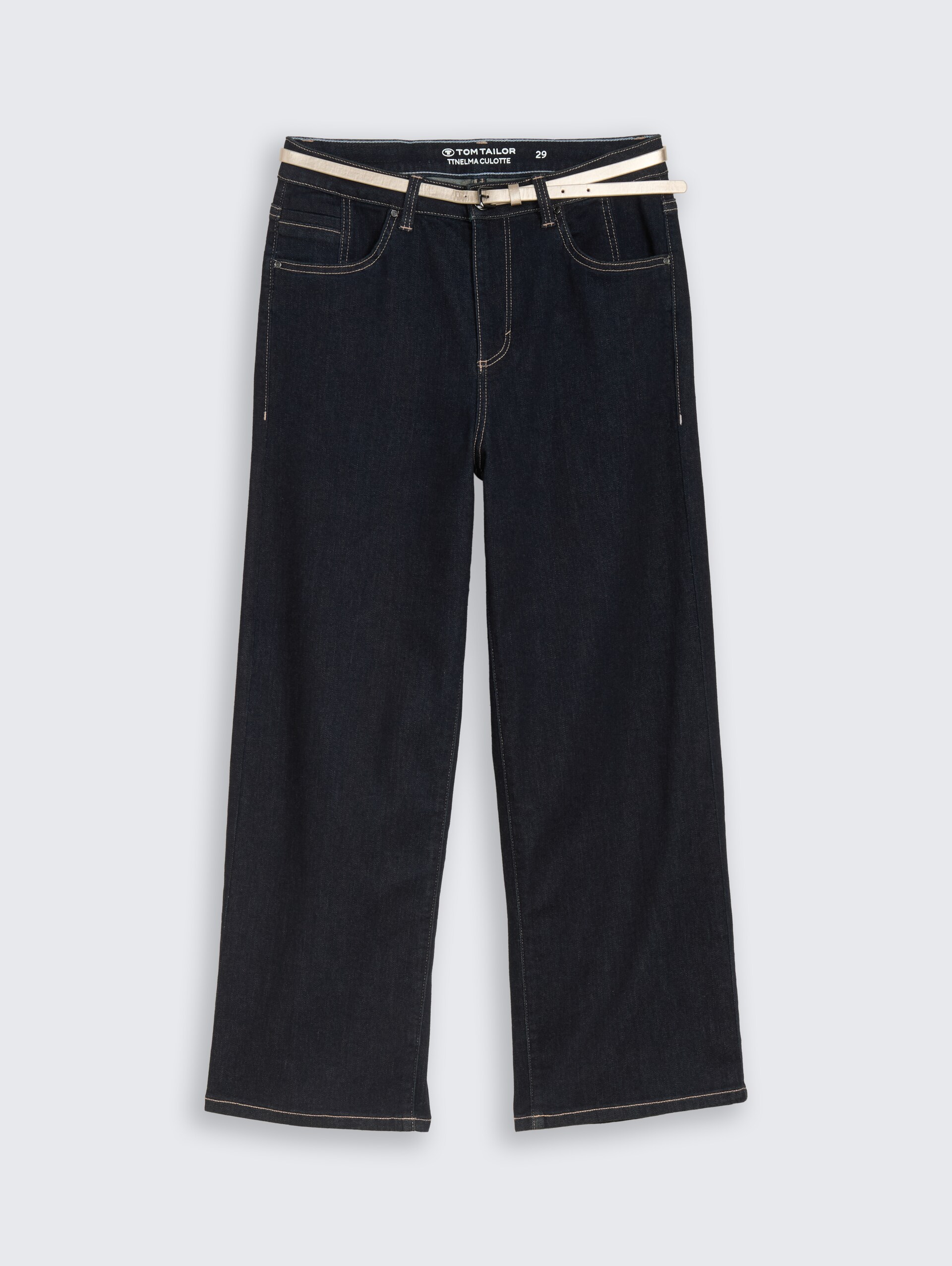 TTNELMA CULOTTE Stretch Jeans mit Gürtel - Clean Rinsed Blue Denim - Vorder-Produkt-Ansicht