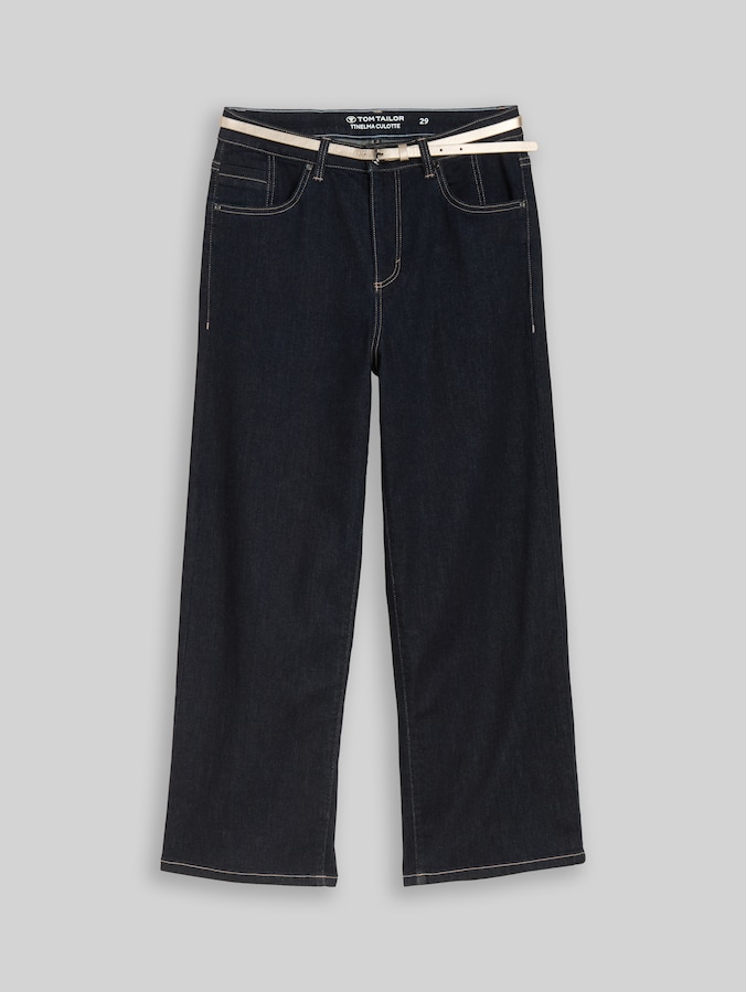 TTNELMA CULOTTE Stretch jeans with belt by Women, Clean Rinsed Blue Denim