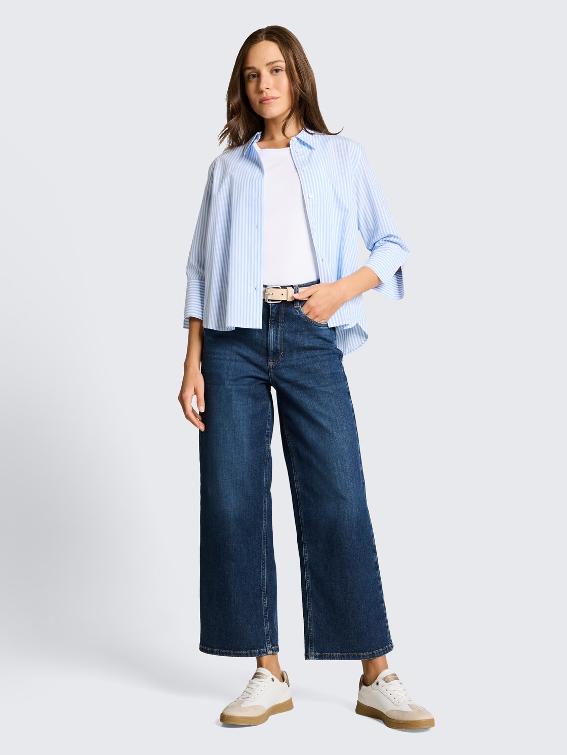 TTNELMA CULOTTE Jeans - mid stone bright blue denim - Model-Vorderansicht