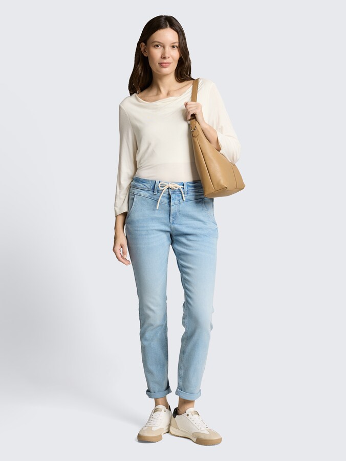 TTMAYA TAPERED Stretch Jeans mit Kordelzug von Women, Light Stone Blue Denim