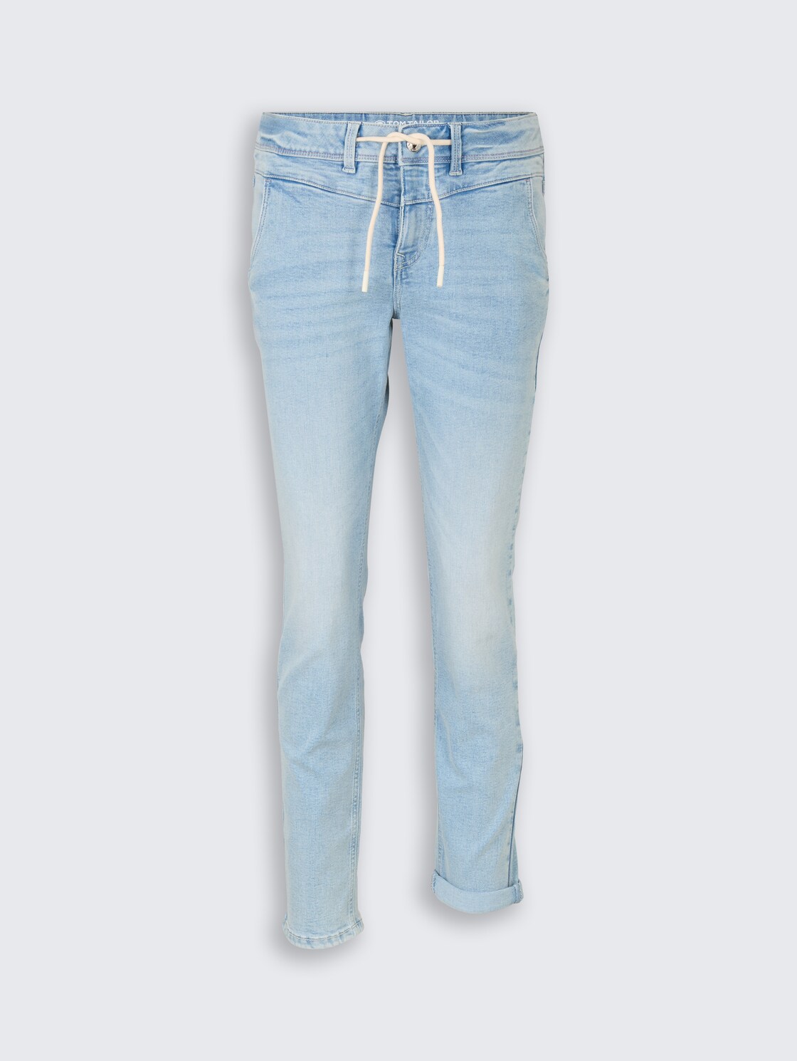 TTMAYA TAPERED Stretch Jeans mit Kordelzug - Light Stone Blue Denim - Vorder-Produkt-Ansicht