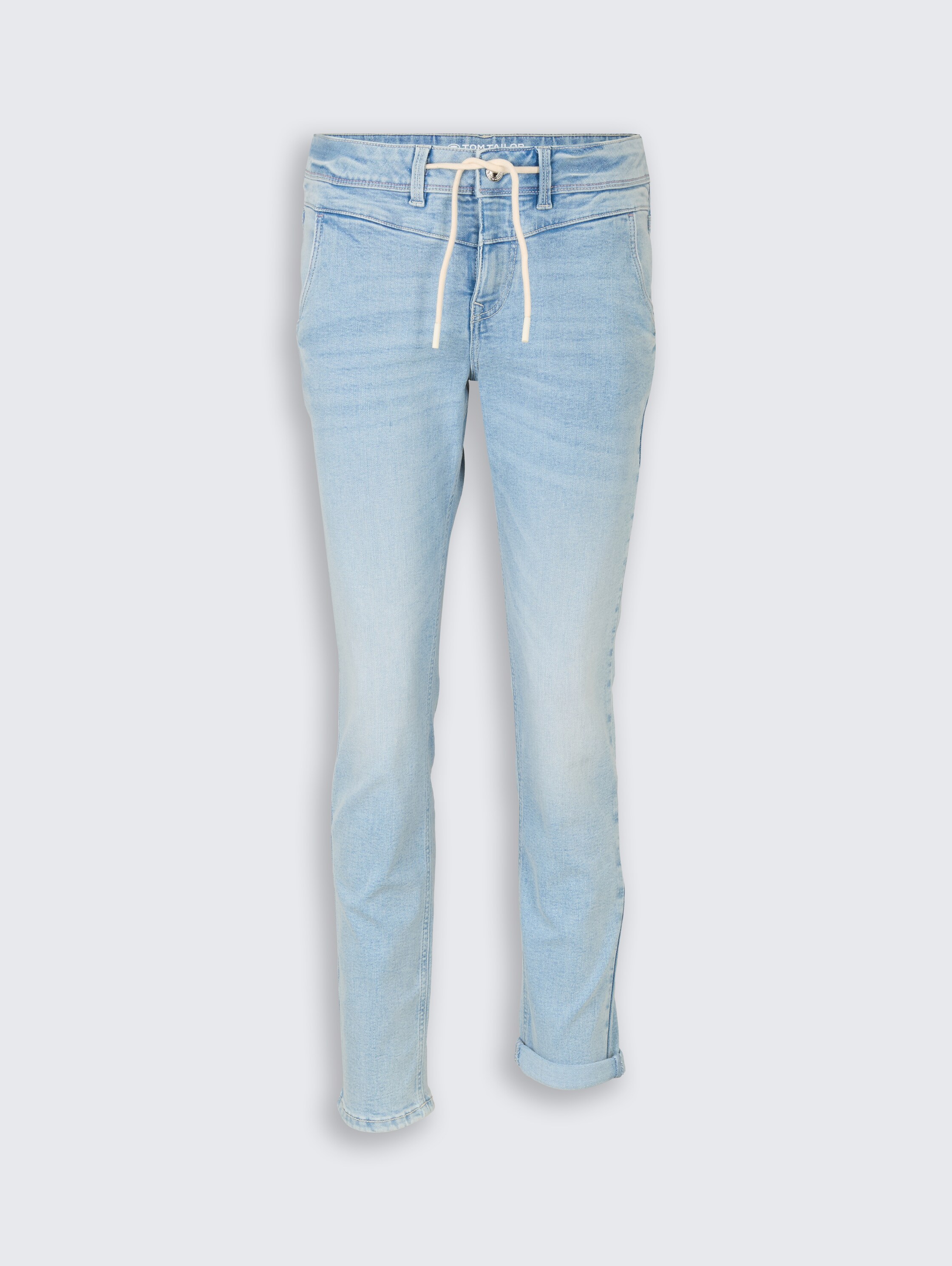 TTMAYA TAPERED Stretch Jeans mit Kordelzug - Light Stone Blue Denim - Vorder-Produkt-Ansicht