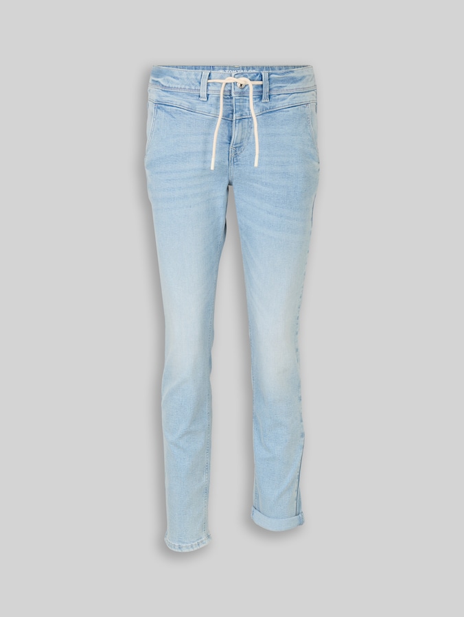 TTMAYA TAPERED Stretch Jeans mit Kordelzug von Women, Light Stone Blue Denim