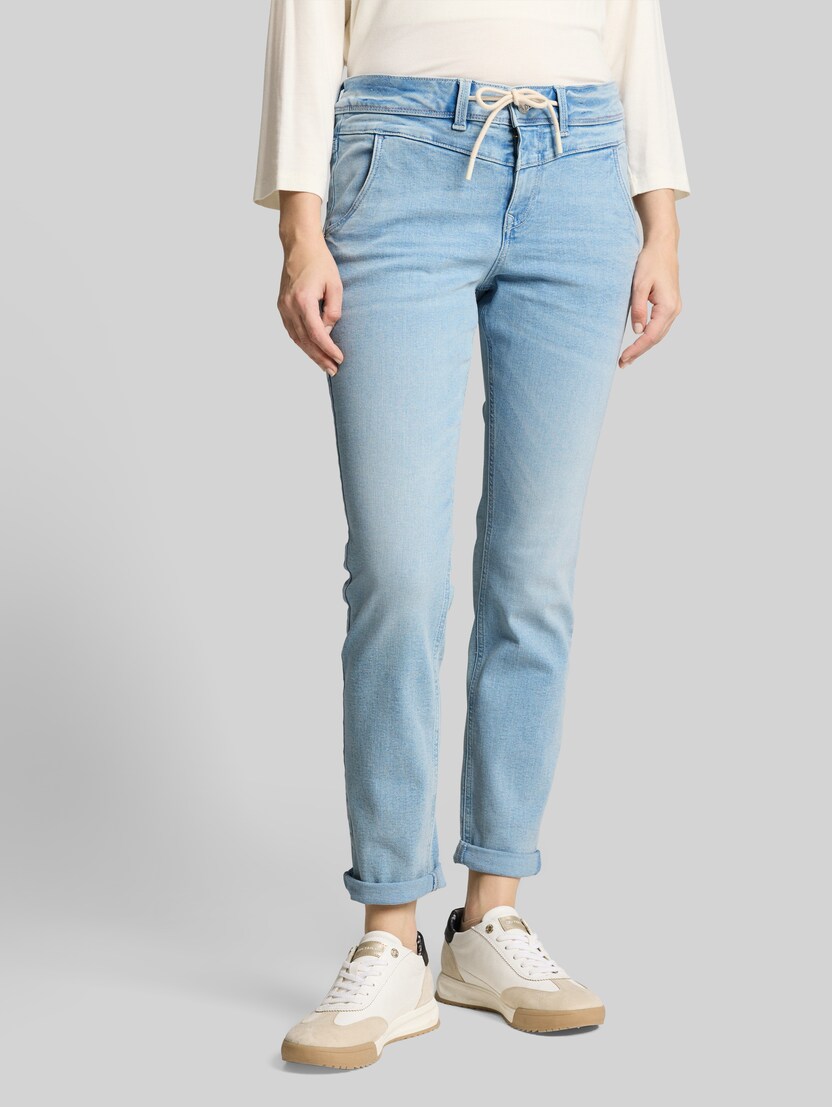 TTMAYA TAPERED Stretch Jeans mit Kordelzug von Women, Light Stone Blue Denim