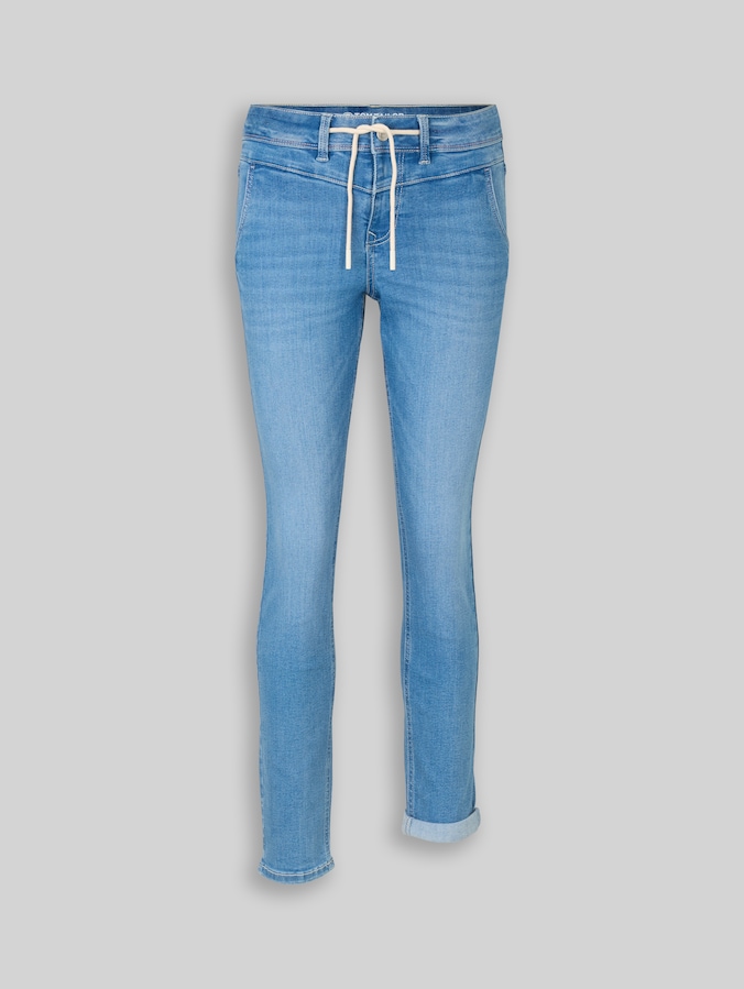 TTMAYA TAPERED stretchjeans met trekkoord door Women, bright blue denim