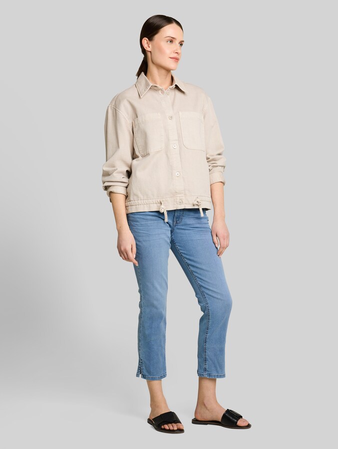 TTLENE SLIM CROPPED Stretch Jeans mit Bindegürtel von Women, Clean Light Stone Blue Denim