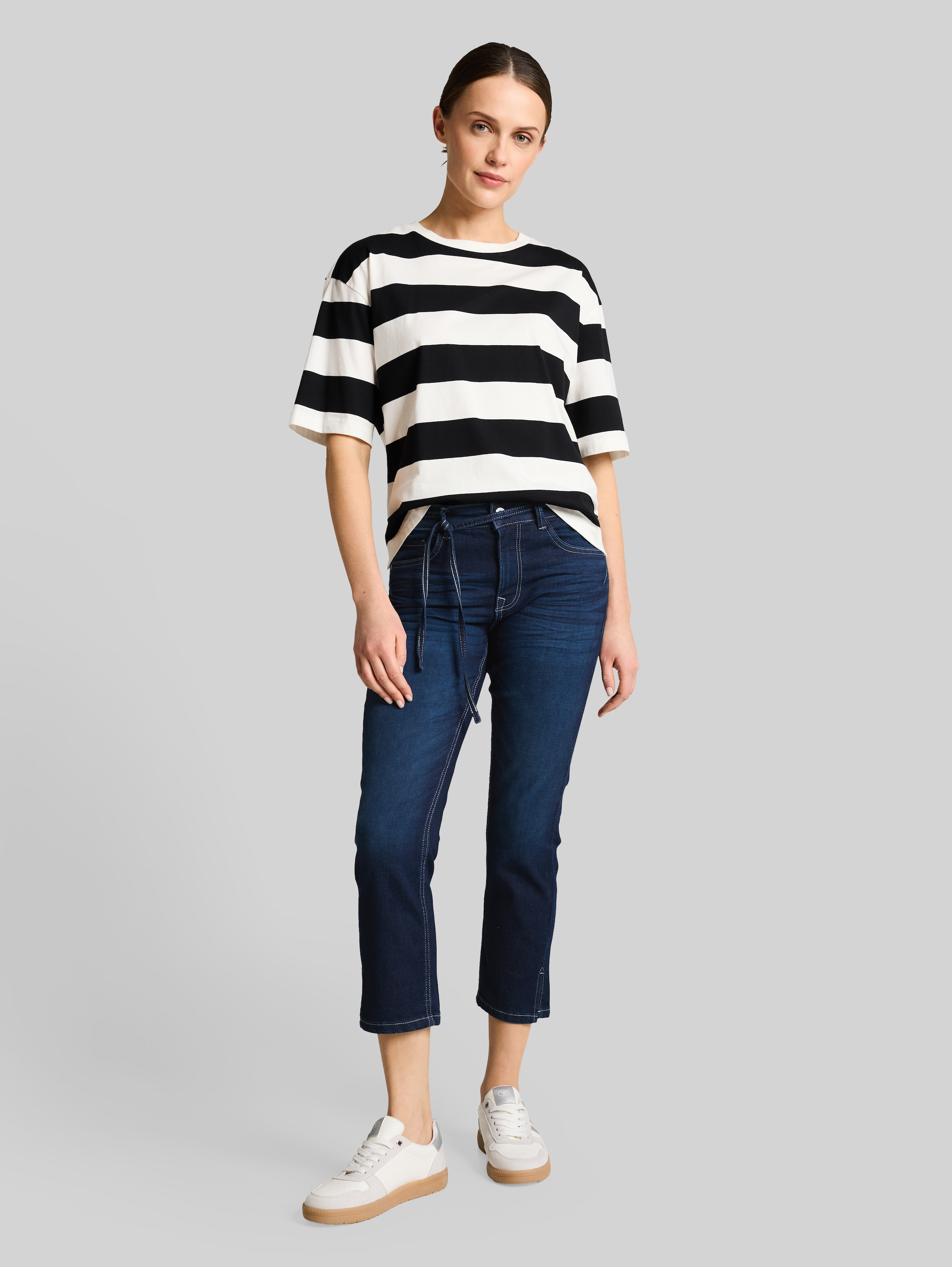 Дънки LENE Slim Cropped Stretch с колан за връзване