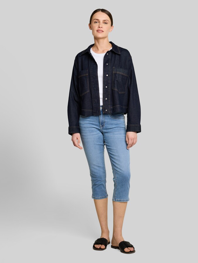 TTLENE SLIM capri-jeans met veel stretch door Women, Clean Light Stone Blue Denim