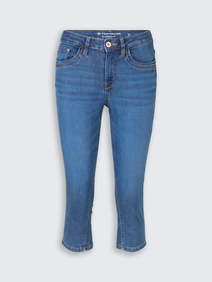 TTLENE SLIM Capri Jeans mit hohem Stretch von Women, Clean Mid Stone Blue Denim