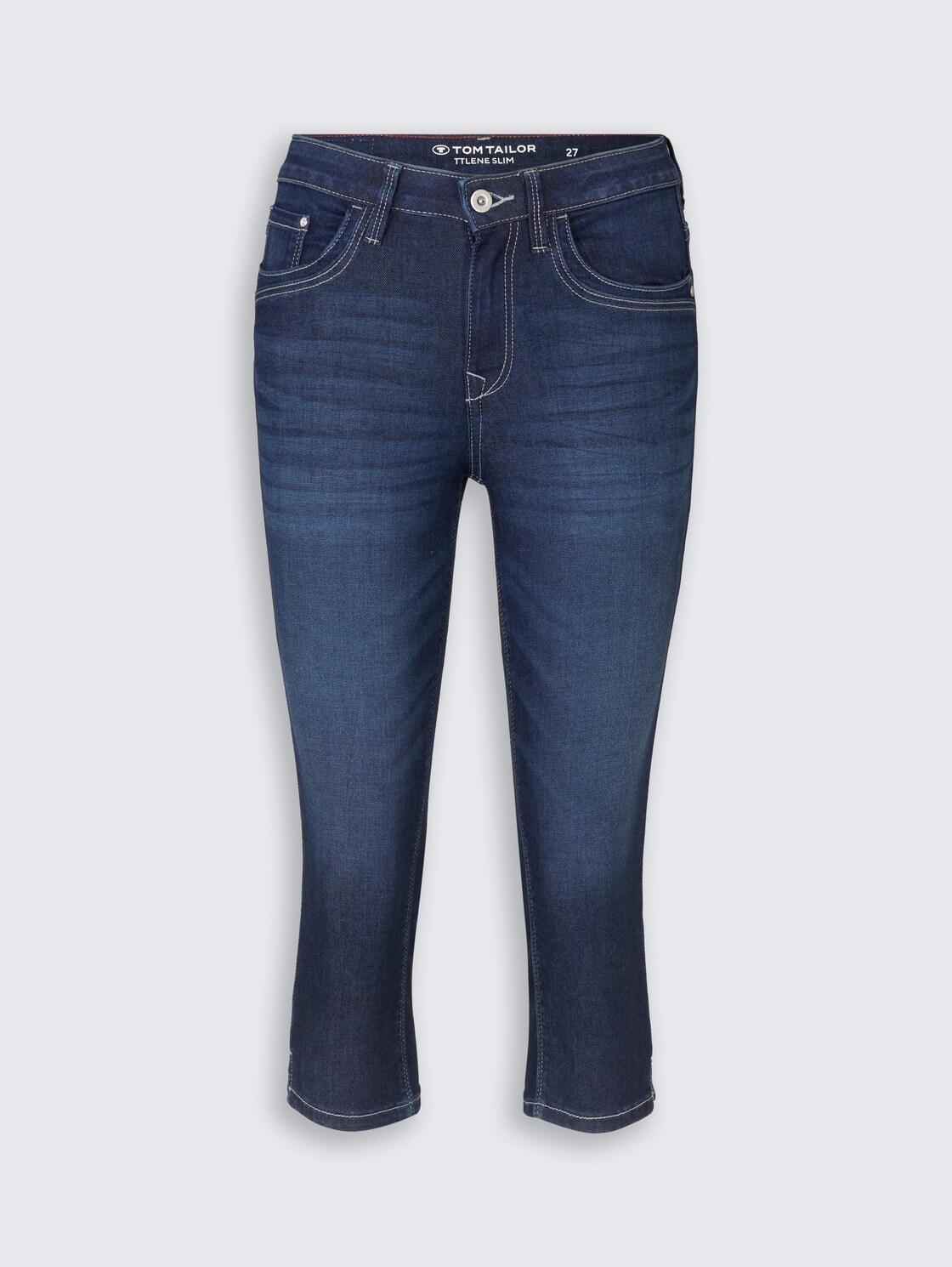 TTLENE SLIM Capri Jeans mit hohem Stretch - Clean Rinsed Blue Denim - Vorder-Produkt-Ansicht