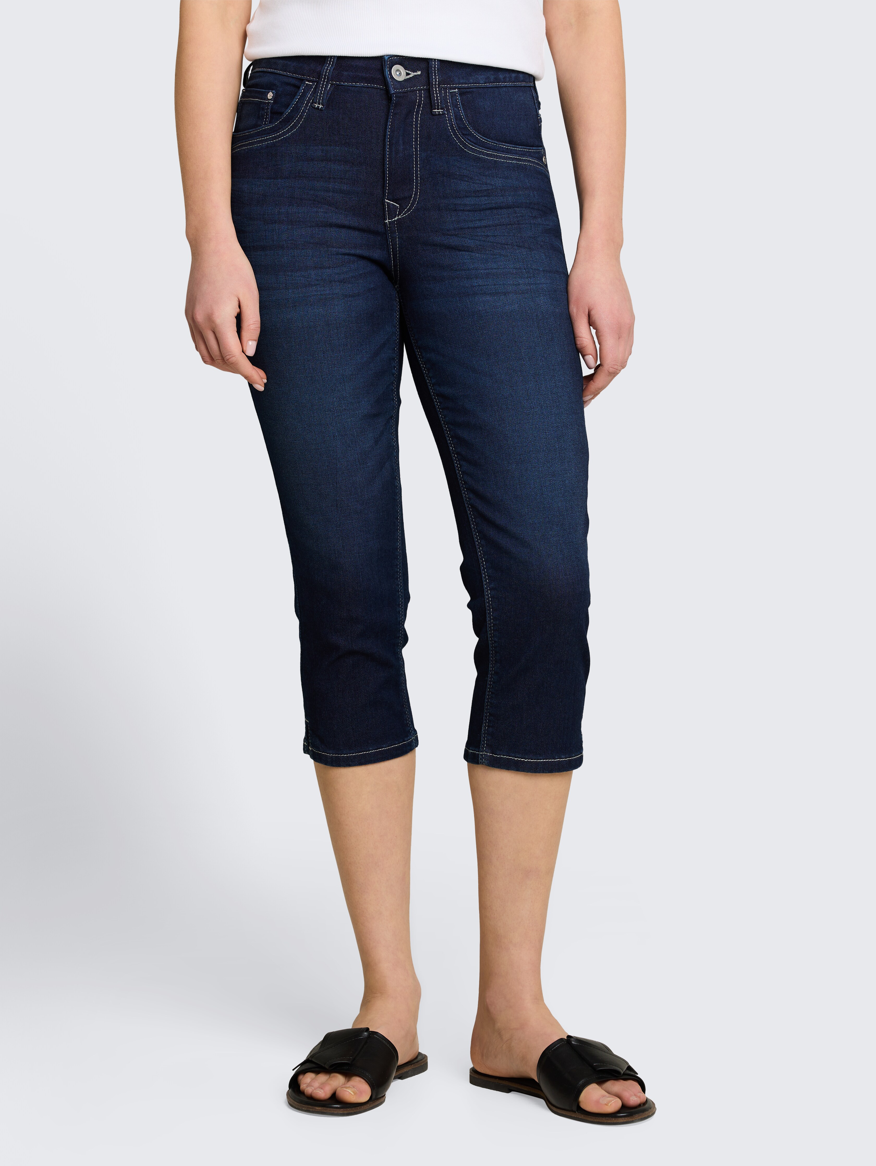 TTLENE SLIM Capri Jeans mit hohem Stretch von Women, Clean Rinsed Blue Denim