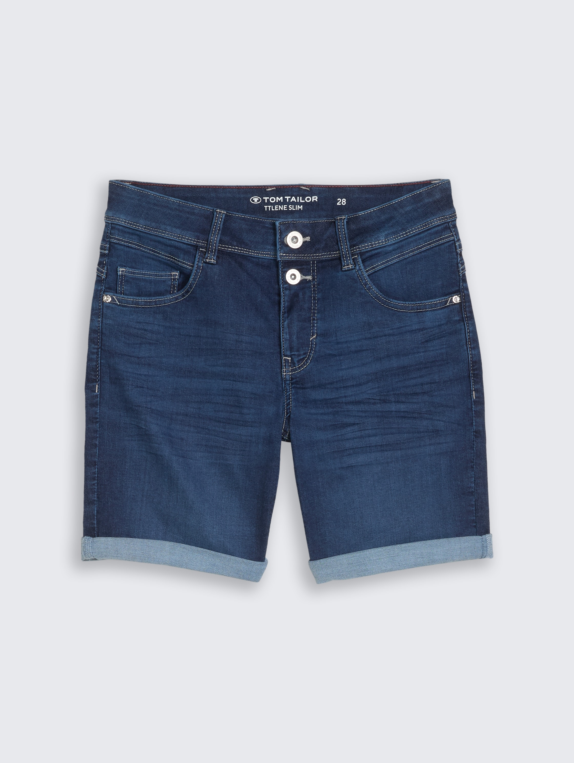 TTLENE SLIM Bermuda Jeans Shorts mit hohem Stretch - used_dark_stone_blue_denim - 