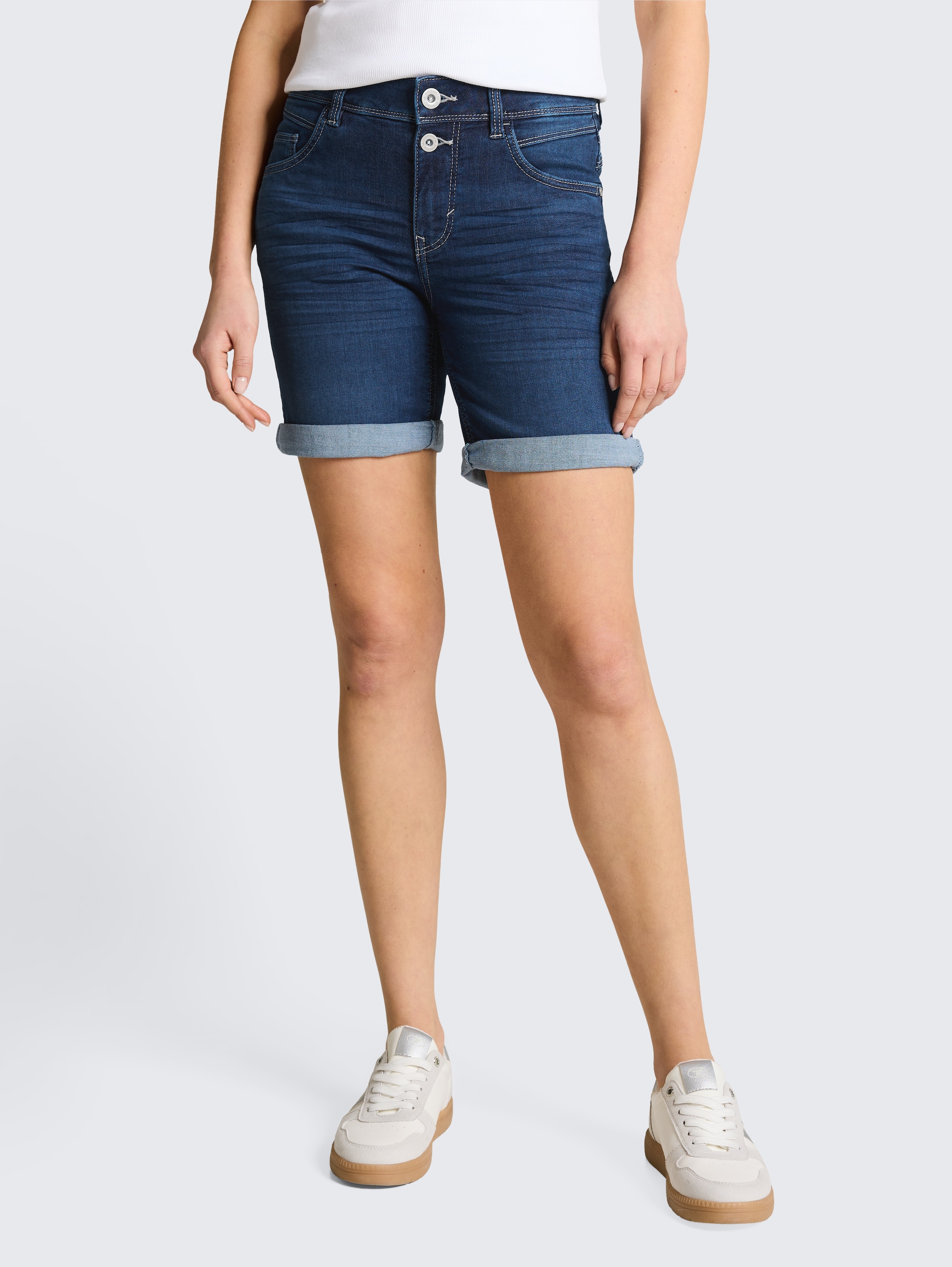 TTLENE SLIM Bermuda Jeans Shorts mit hohem Stretch - used_dark_stone_blue_denim - 