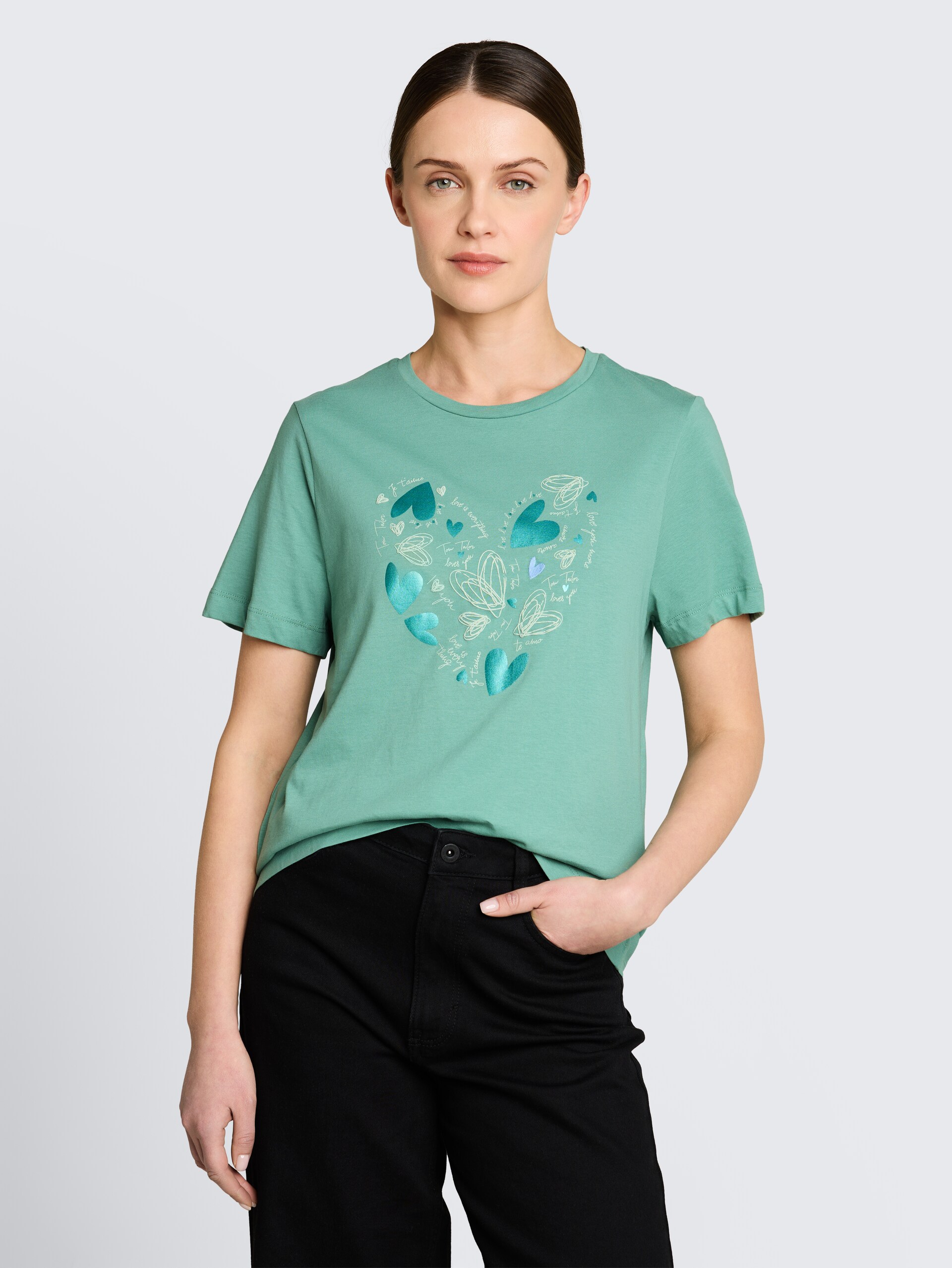 T-shirt imprimé - Bleeched Green - Découpe Vue de face du modèle