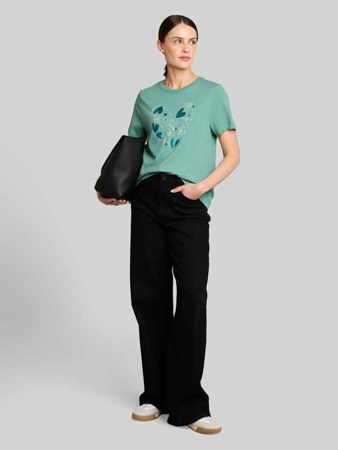 T-Shirt mit Print von Women, Bleeched Green