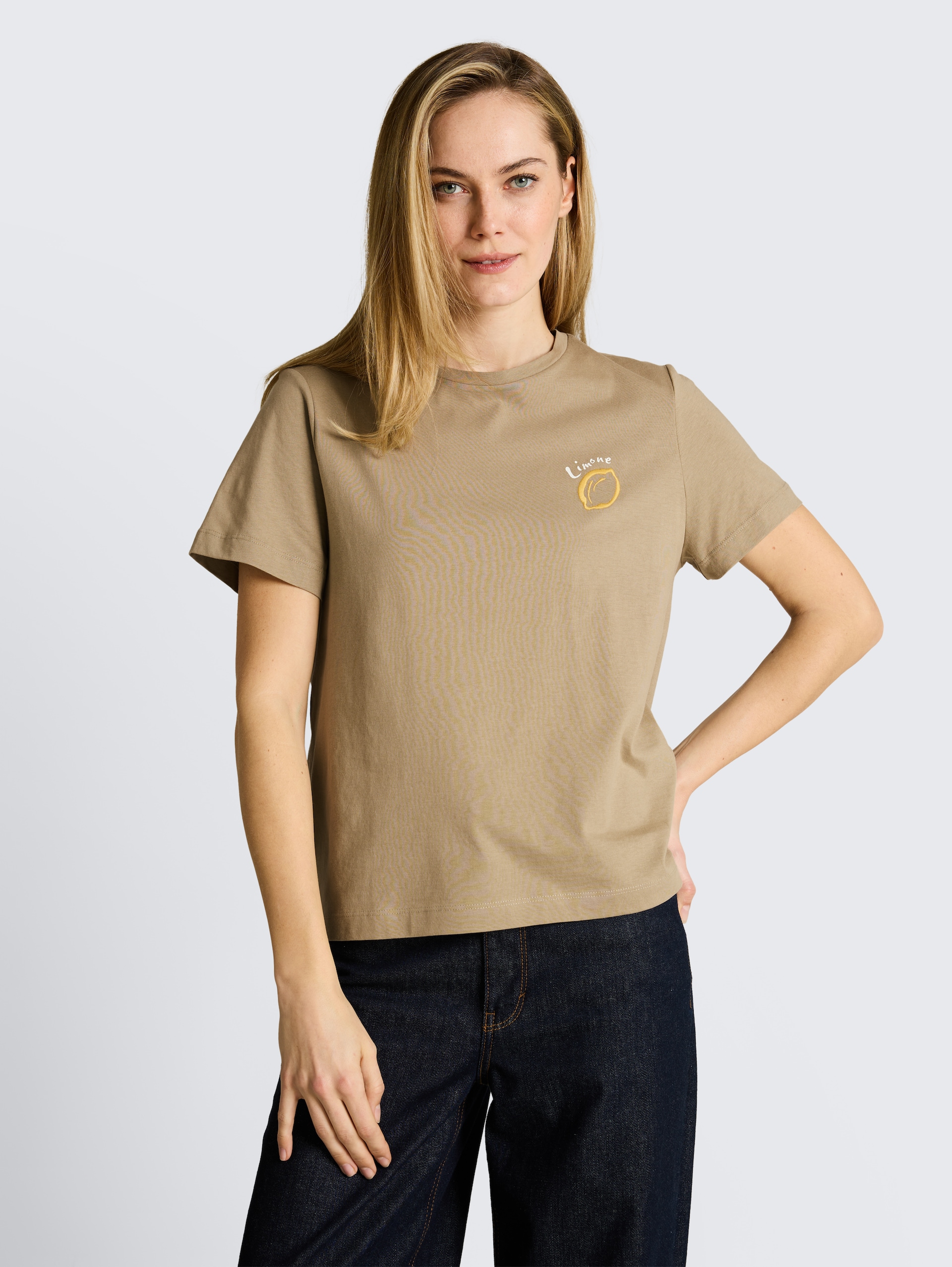T-shirt met print - Silver Olive - Nek model vooraanzicht