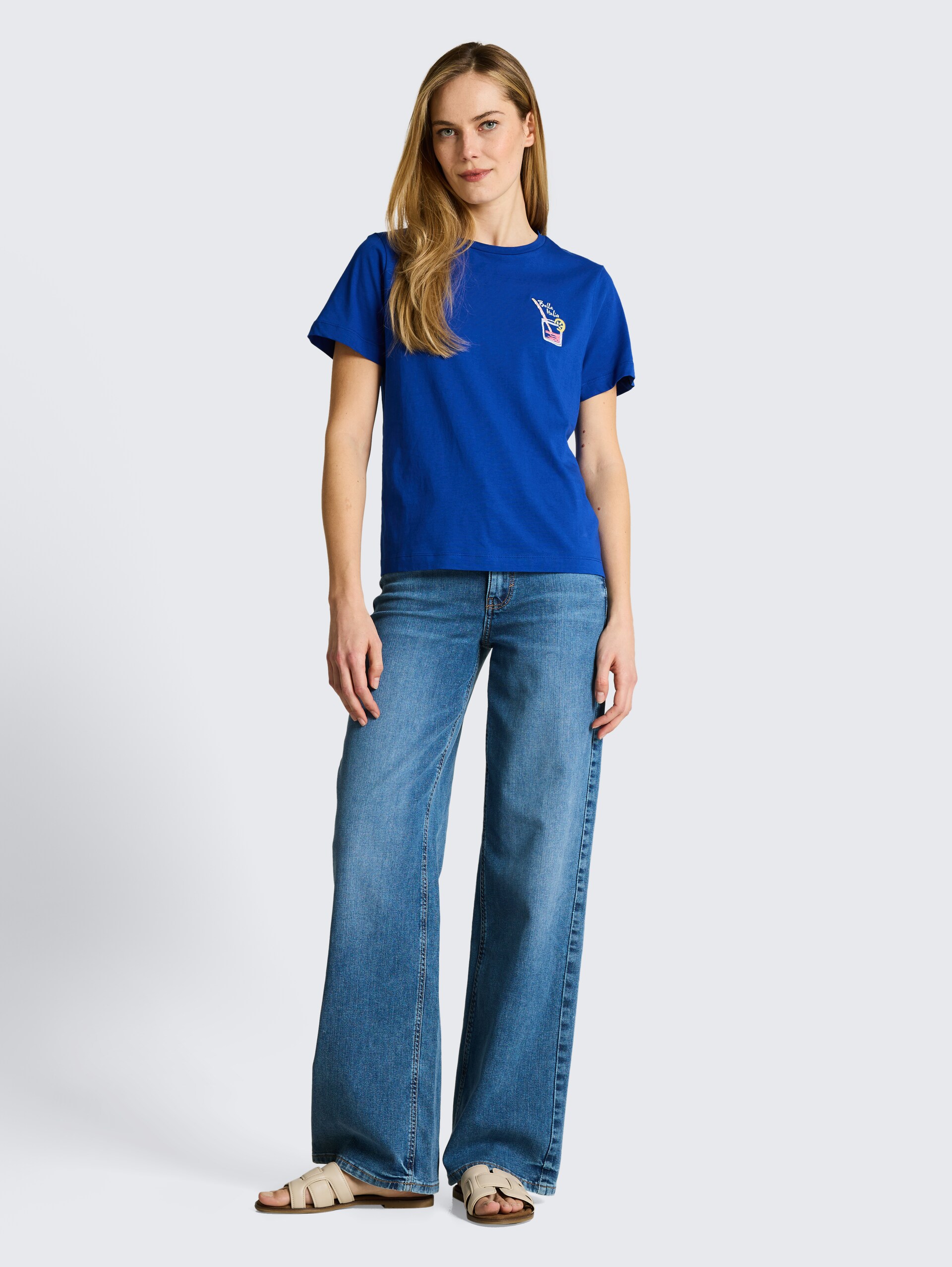 T-shirt met print - shiny royal blue - Model vooraanzicht