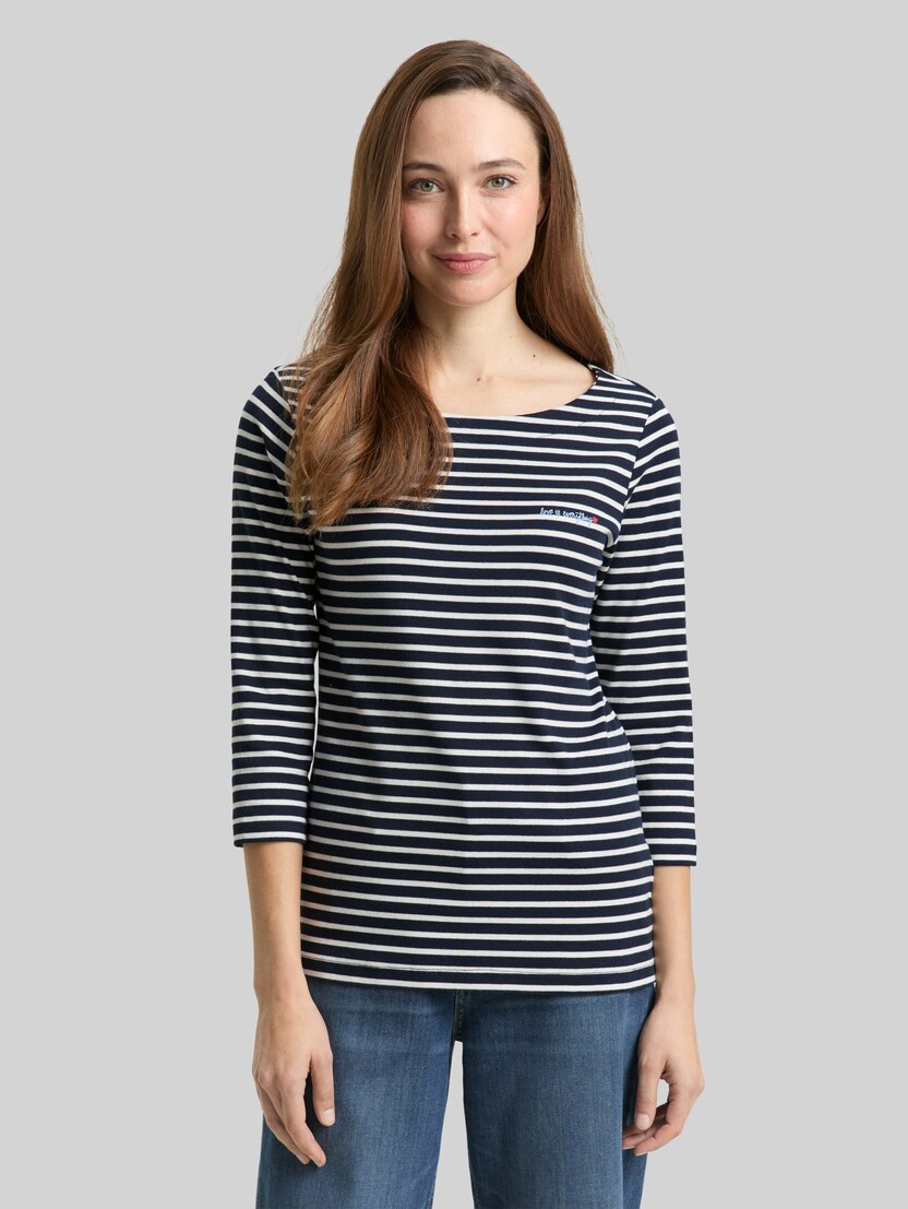 Langarmshirt mit Streifenmuster von Women, navy blue offwhite stripe