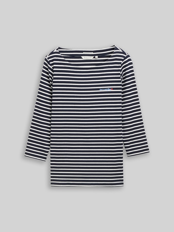 T-shirt à manches longues à rayures par Women, navy blue offwhite stripe