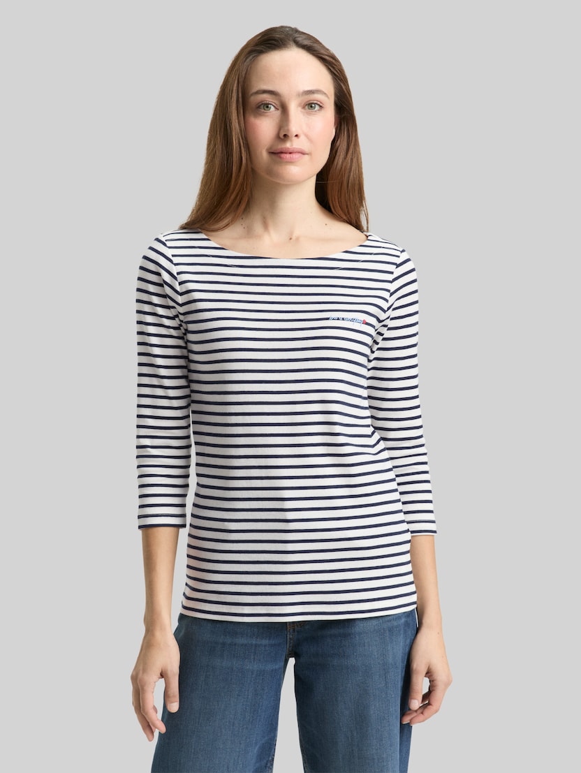 Langarmshirt mit Streifenmuster von Women, offwhite navy blue stripe