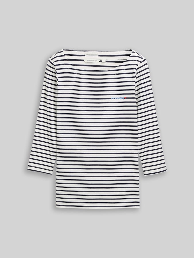 T-shirt à manches longues à rayures par Women, offwhite navy blue stripe