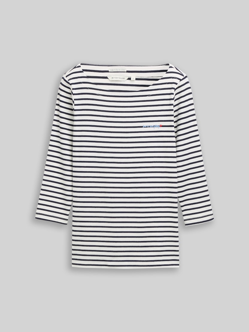T-shirt à manches longues à rayures par Women, offwhite navy blue stripe
