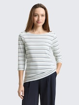 Shirt met lange mouwen en streeppatroon - blue haze multicolor stripe - Nek model vooraanzicht