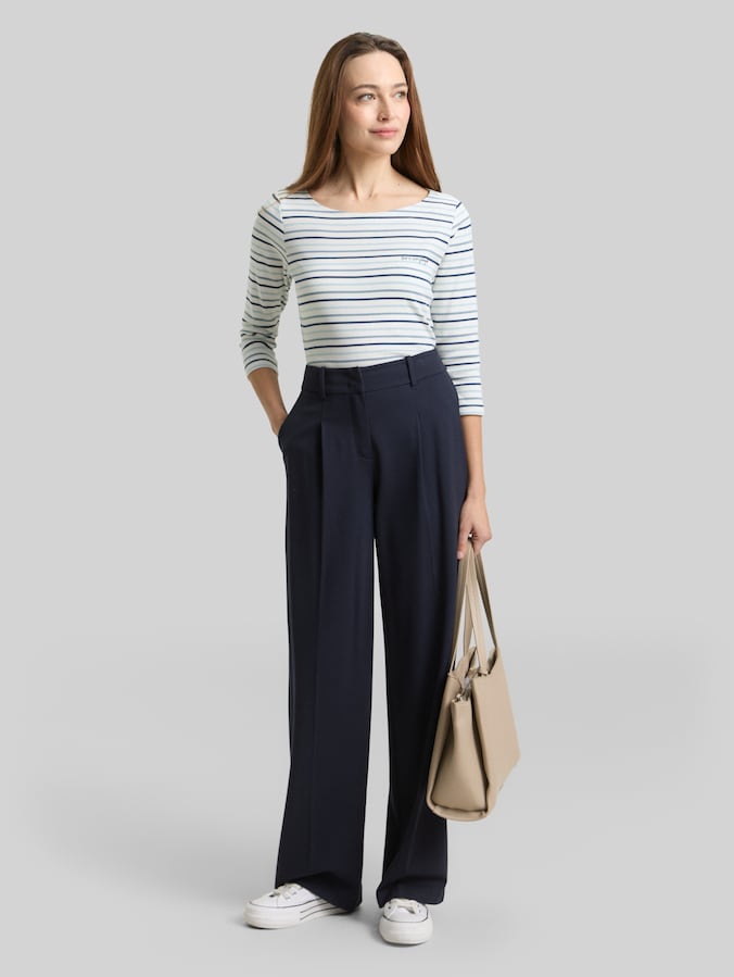 Shirt met lange mouwen en streepjesmotief door Women, blue haze multicolor stripe