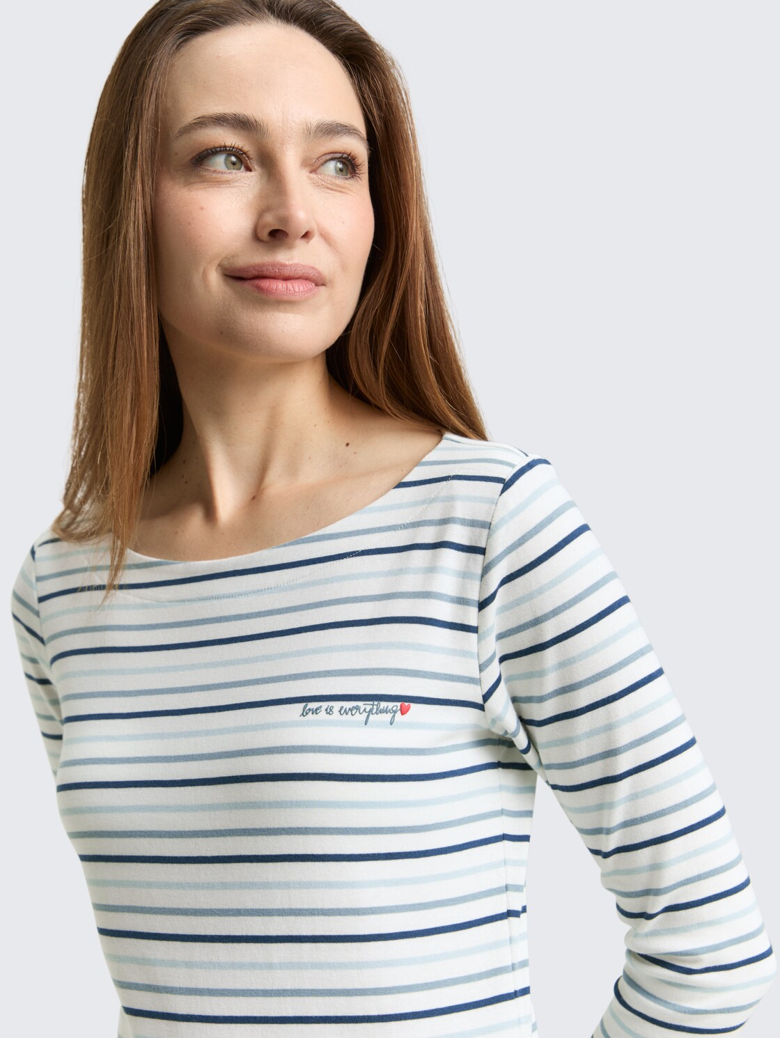 Langarmshirt mit Streifenmuster - blue haze multicolor stripe - Detail-Model-Ansicht